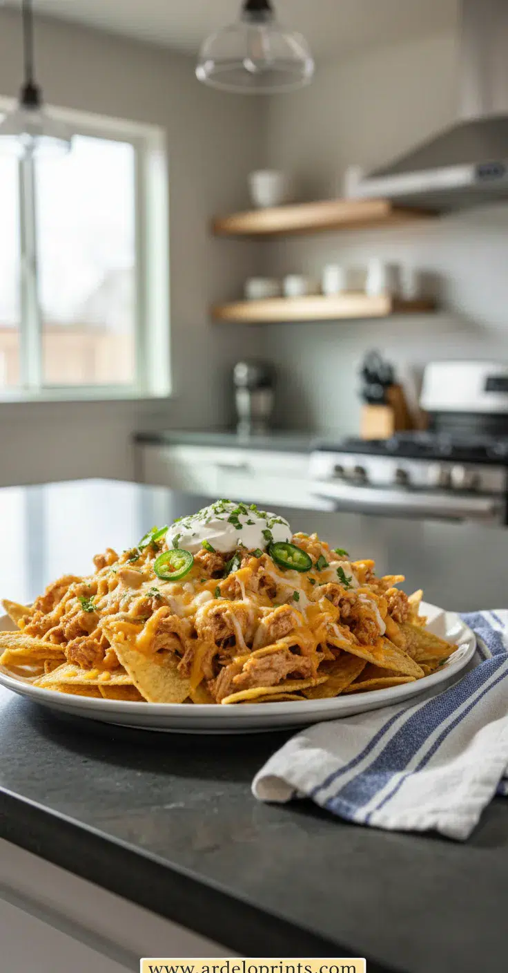 Crockpot Creamy Chicken Nachos: Easy Recipe - final presentation