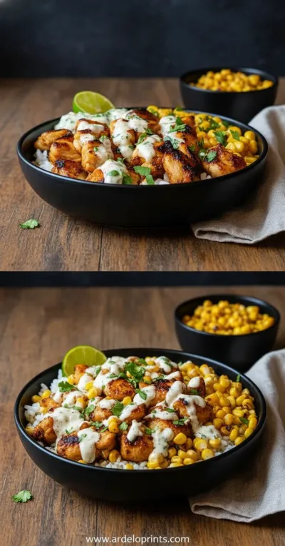 Street Corn Chicken Rice Bowl Recipe - ready to serve
