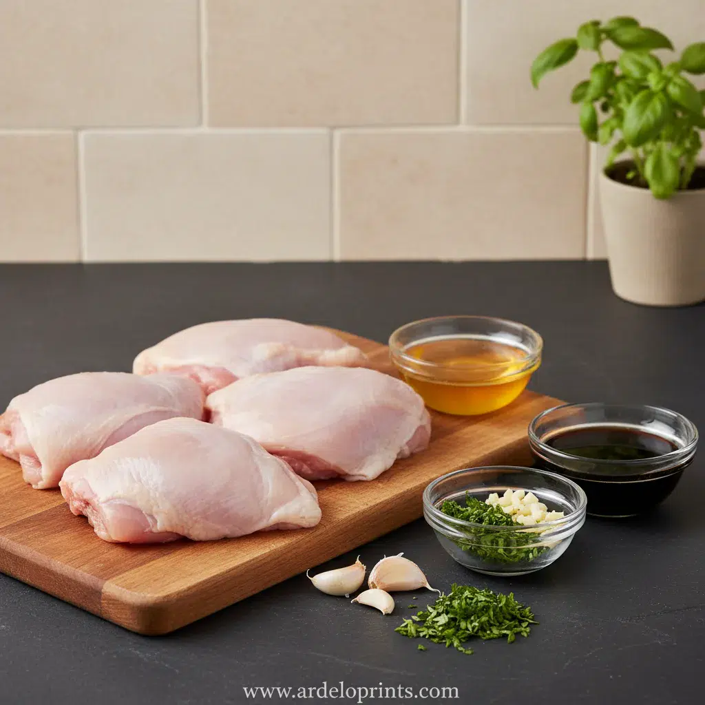 Crock Pot Chicken Thighs with Garlic Honey Glaze - ingredients preparation