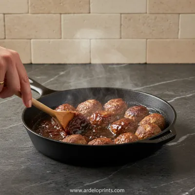 Cheesy French Onion Meatballs Recipe - cooking process