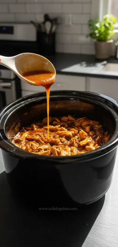 Slow Cooker Honey Garlic Chicken Recipe - cooking process