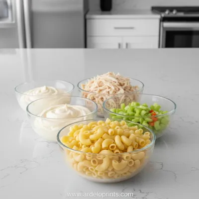Chicken Macaroni Salad: Easy Recipe - ingredients preparation