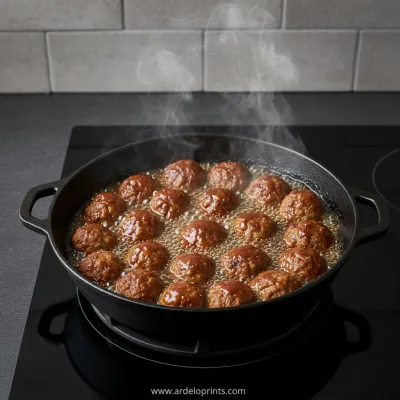 Indische Balletjes in Ketjap Saus - cooking process