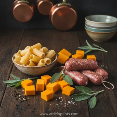 Autumn Beef Sausage Pasta Squash: Easy Recipe - ingredients preparation