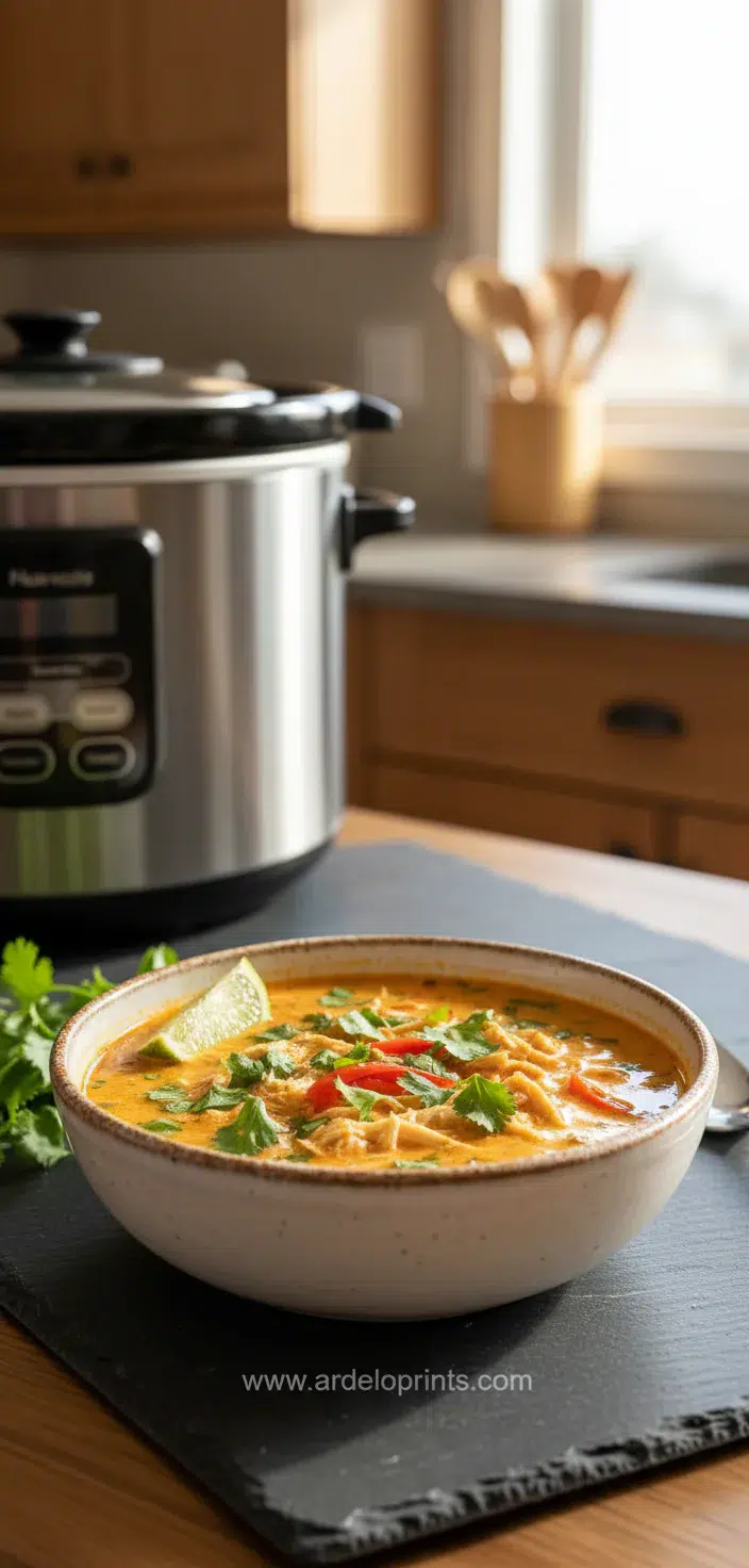 Crockpot Thai Coconut Chicken Soup: Easy Recipe - final presentation