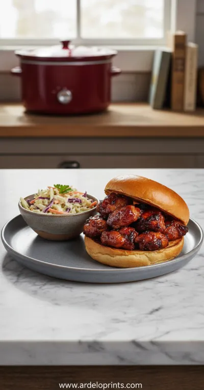 Sweet Baby Rays Crockpot Chicken - ready to serve