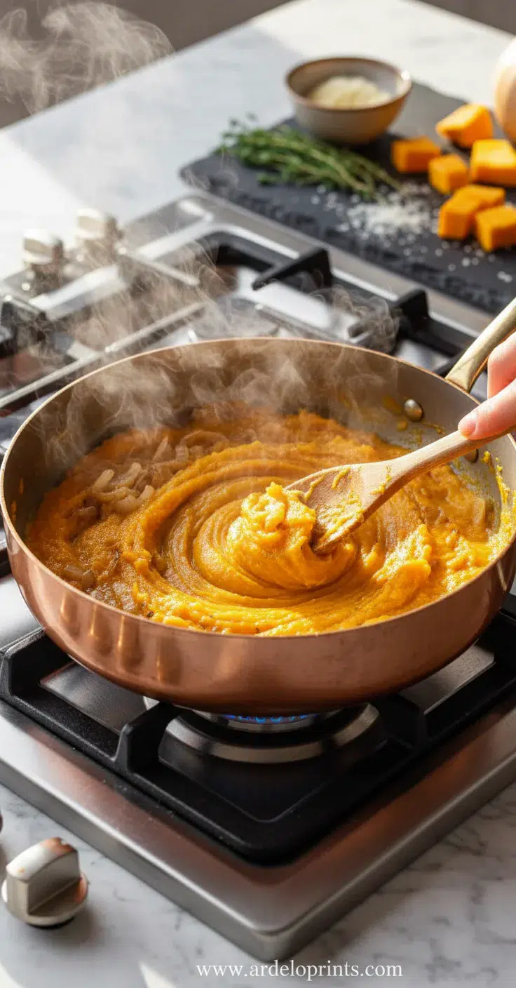 Pumpkin & Caramelized Onion Pasta Recipe - cooking process