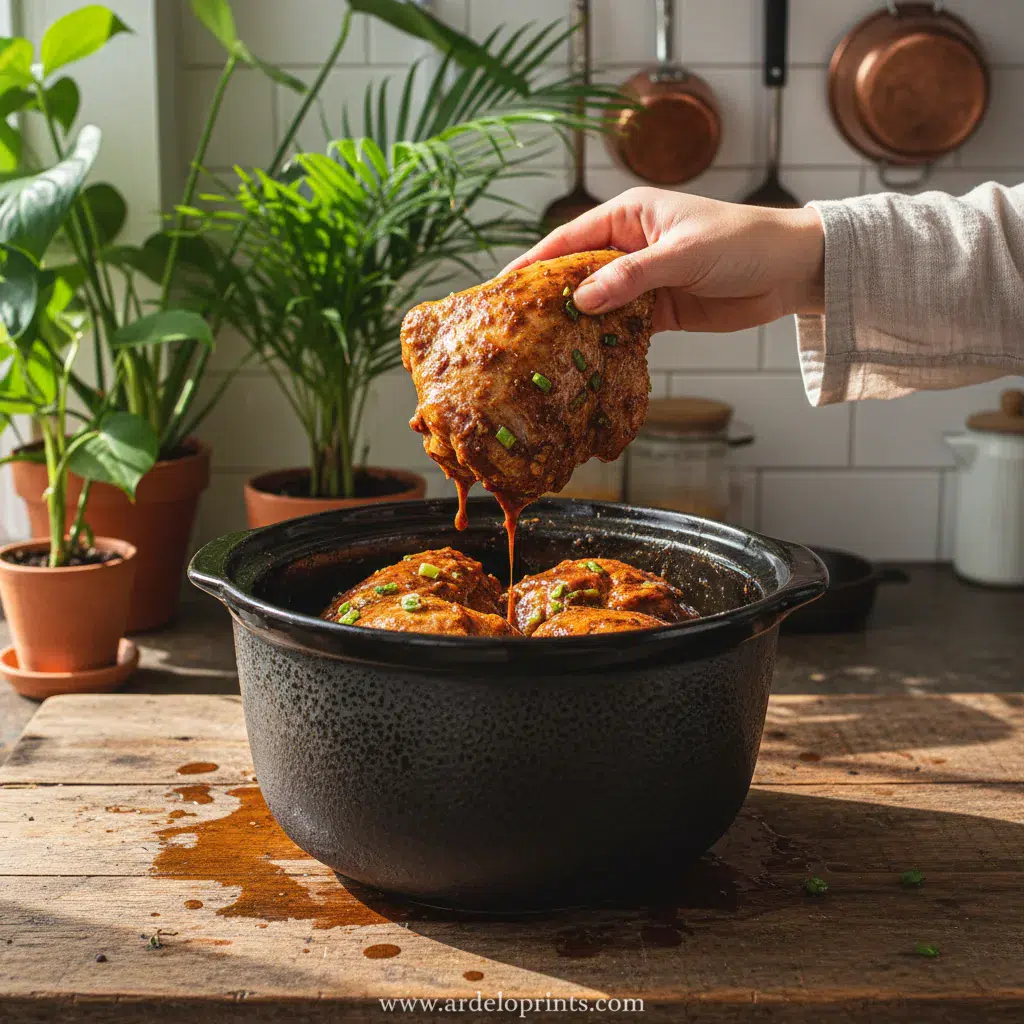 Crockpot Jerk Chicken: Easy Slow Cooker Recipe - cooking process