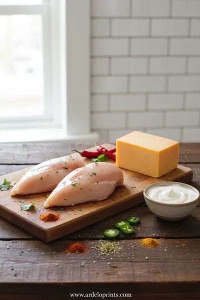 Mexican Chicken with Cheese Sauce Recipe - ingredients preparation