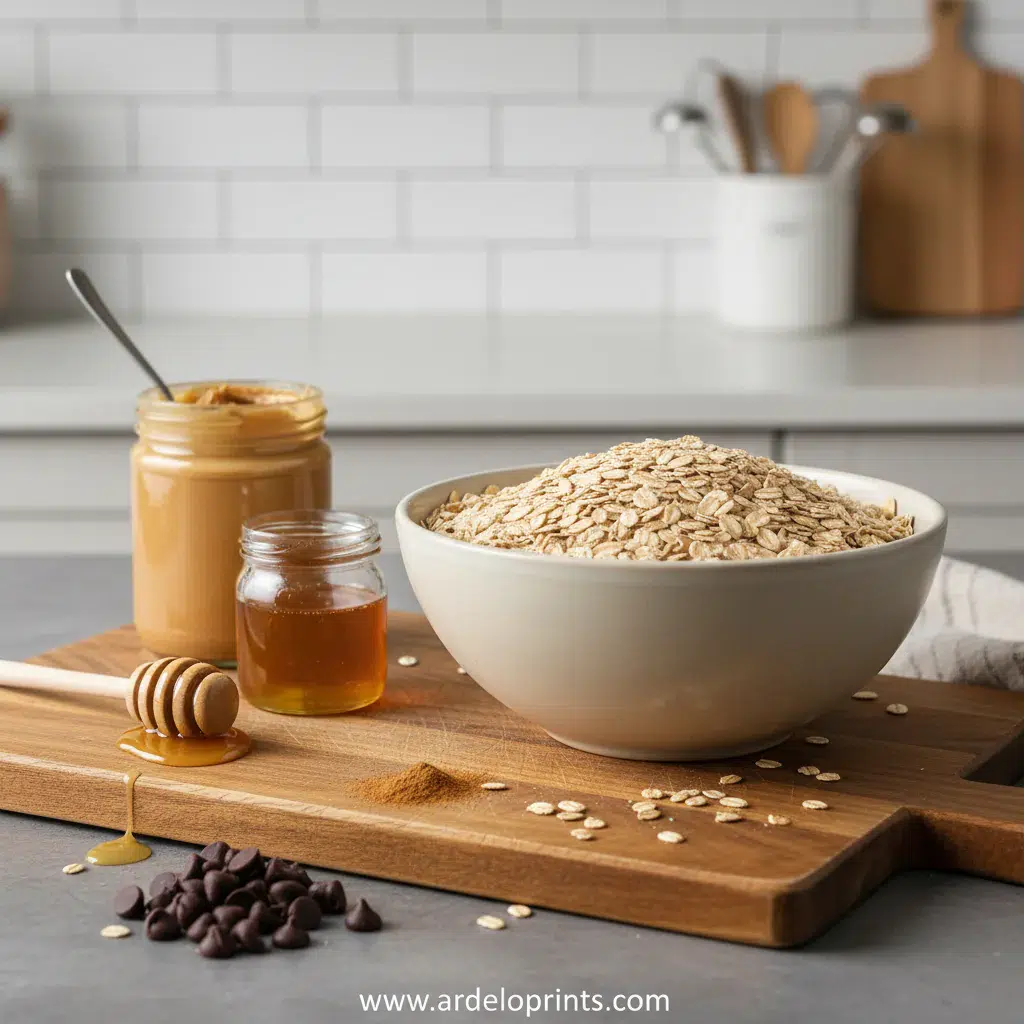 Oatmeal Peanut Butter Energy Bites - ingredients preparation