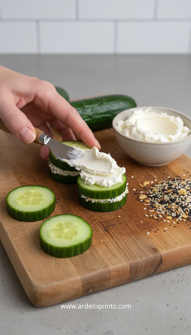 Low Carb Everything Bagel Cucumber Sandwiches - cooking process