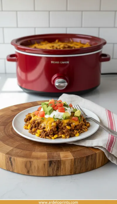 Easy Crockpot Taco Casserole: A Simple Recipe - ready to serve