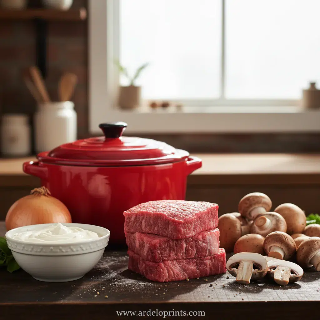 Crock Pot Cube Steak Recipe - ingredients preparation