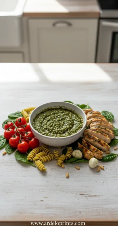 Chicken Pesto Pasta Salad: Easy & Fresh - ingredients preparation