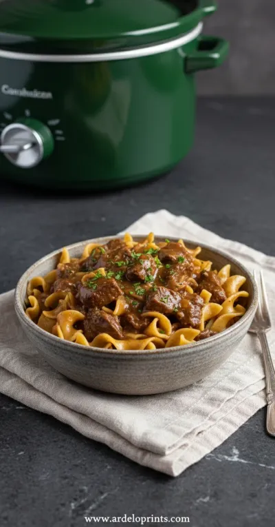 Slow Cooker Beef and Noodles: Easy Recipe - ready to serve
