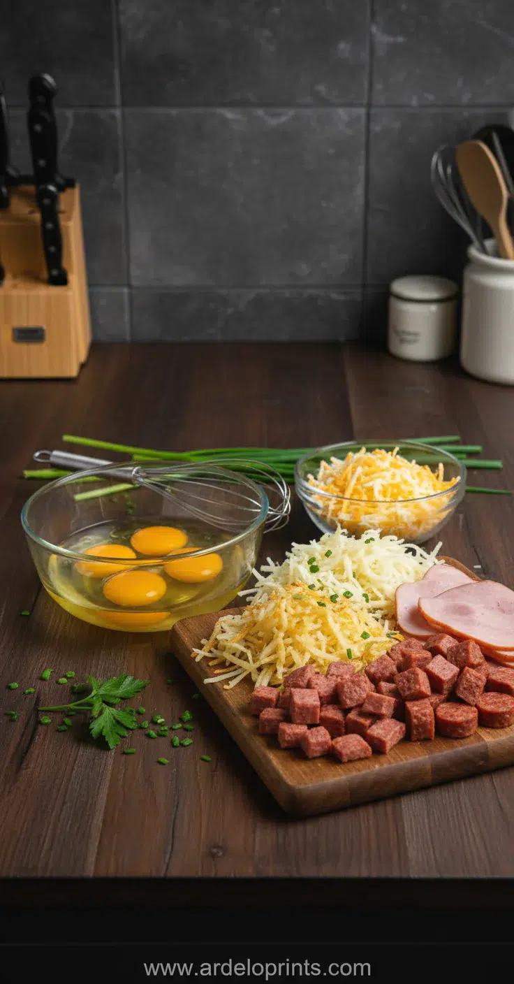 Crack Breakfast Casserole: Cheesy & Addictive - ingredients preparation