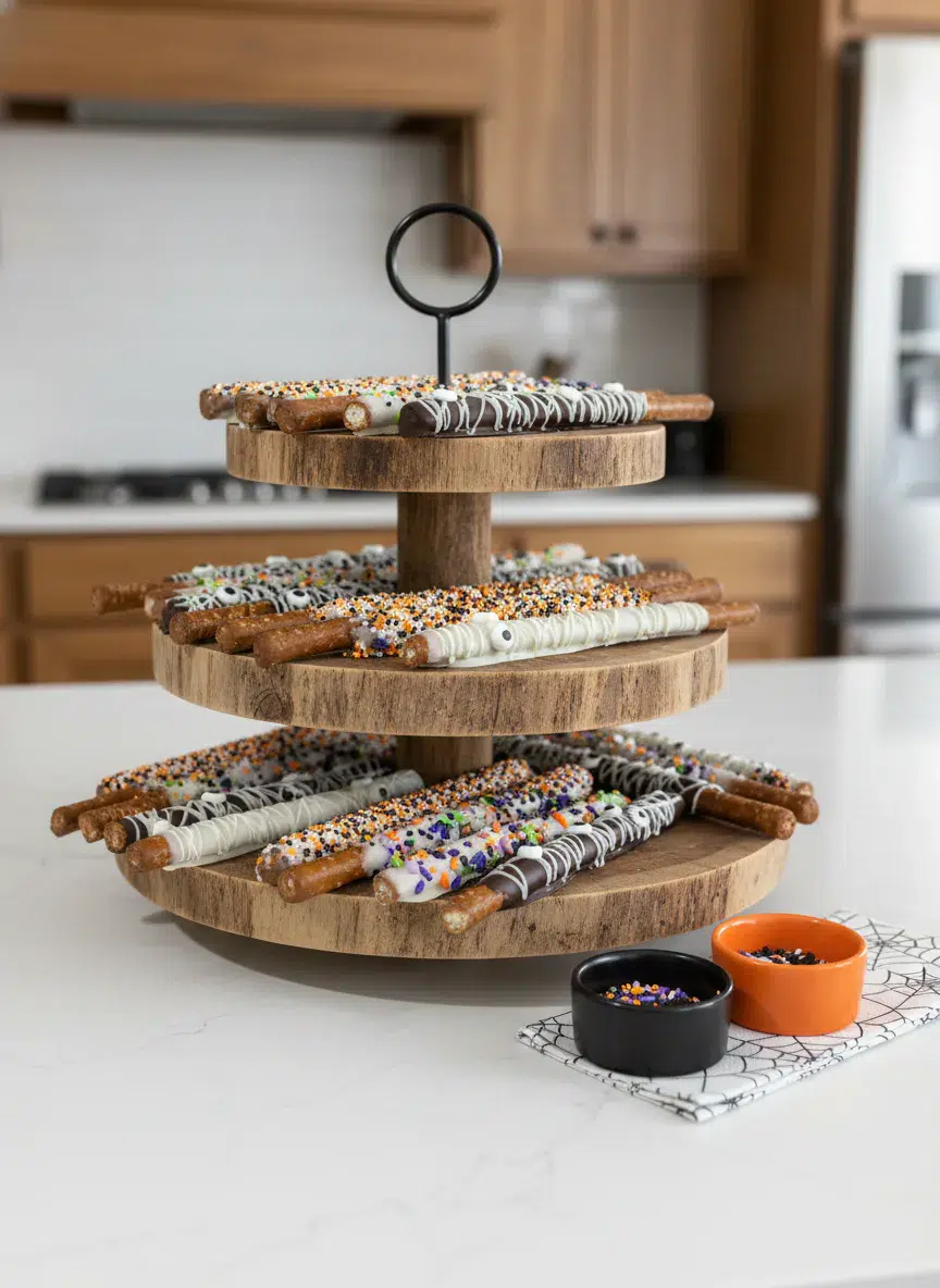 Halloween Chocolate Covered Pretzels - final presentation