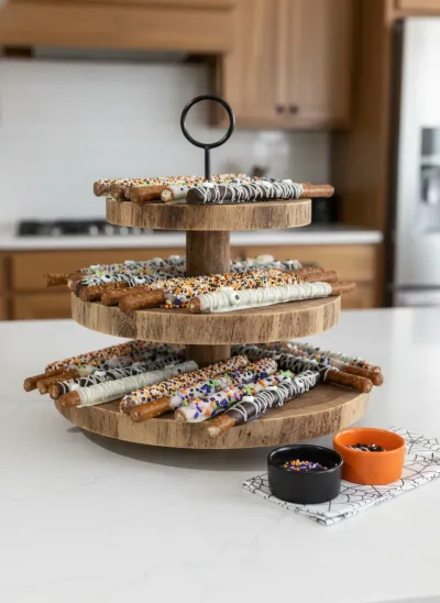 Halloween Chocolate Covered Pretzels - ready to serve
