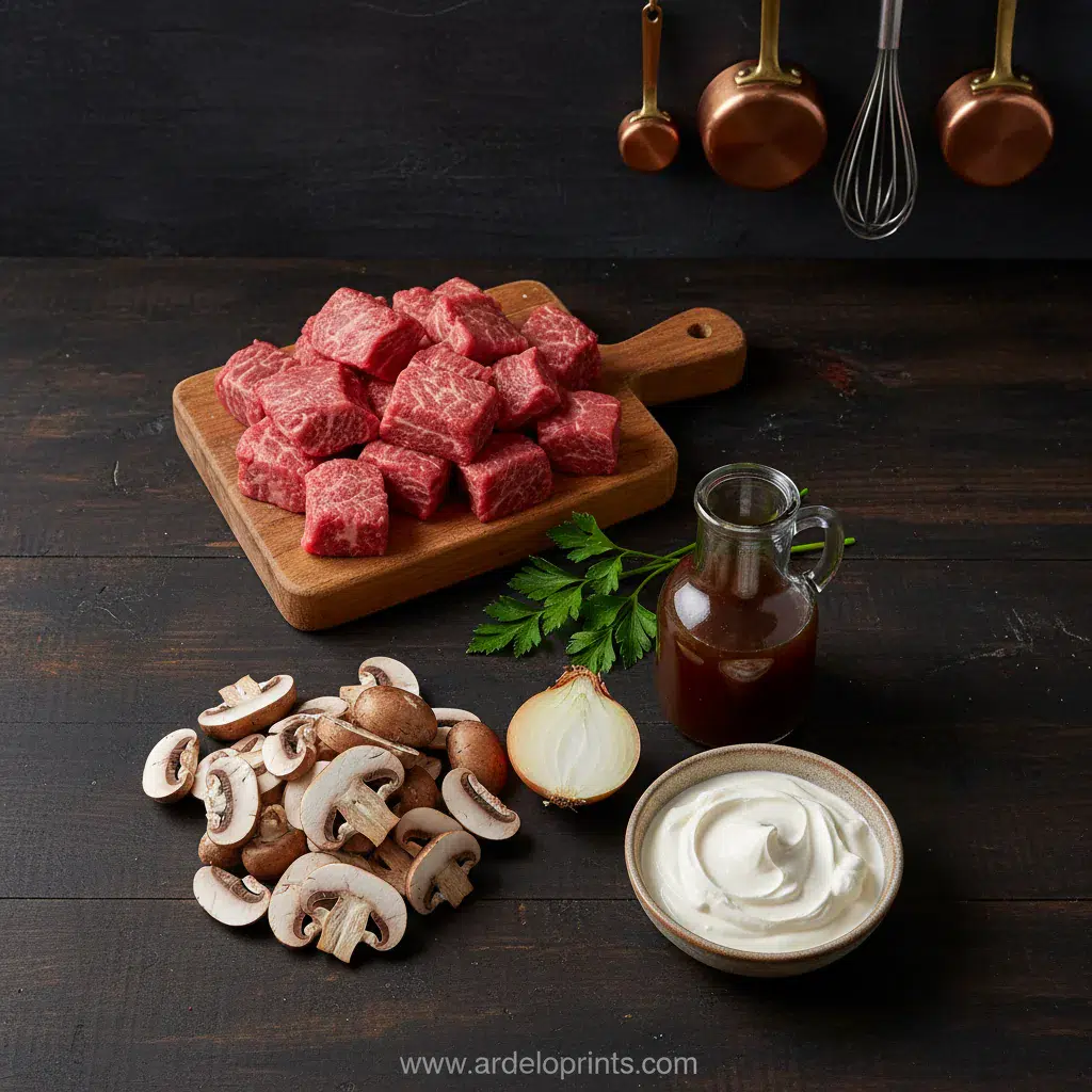 Crockpot Beef Stroganoff: Easy Dinner - ingredients preparation