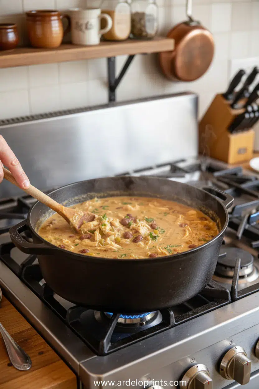 Cajun White Chicken Chili Recipe - cooking process
