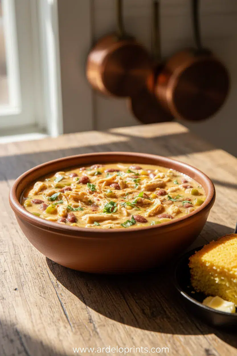 Cajun White Chicken Chili Recipe - final presentation