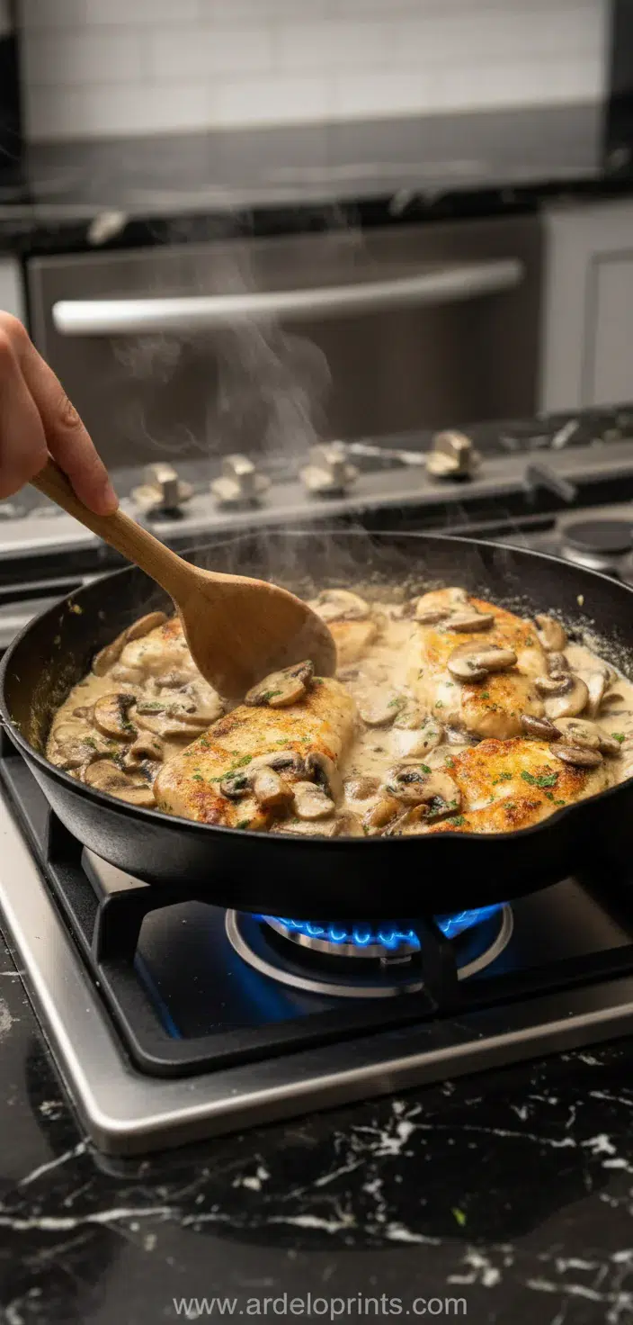 Creamy Mushroom Chicken Recipe - cooking process