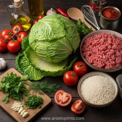 Deconstructed Cabbage Roll Skillet - ingredients preparation