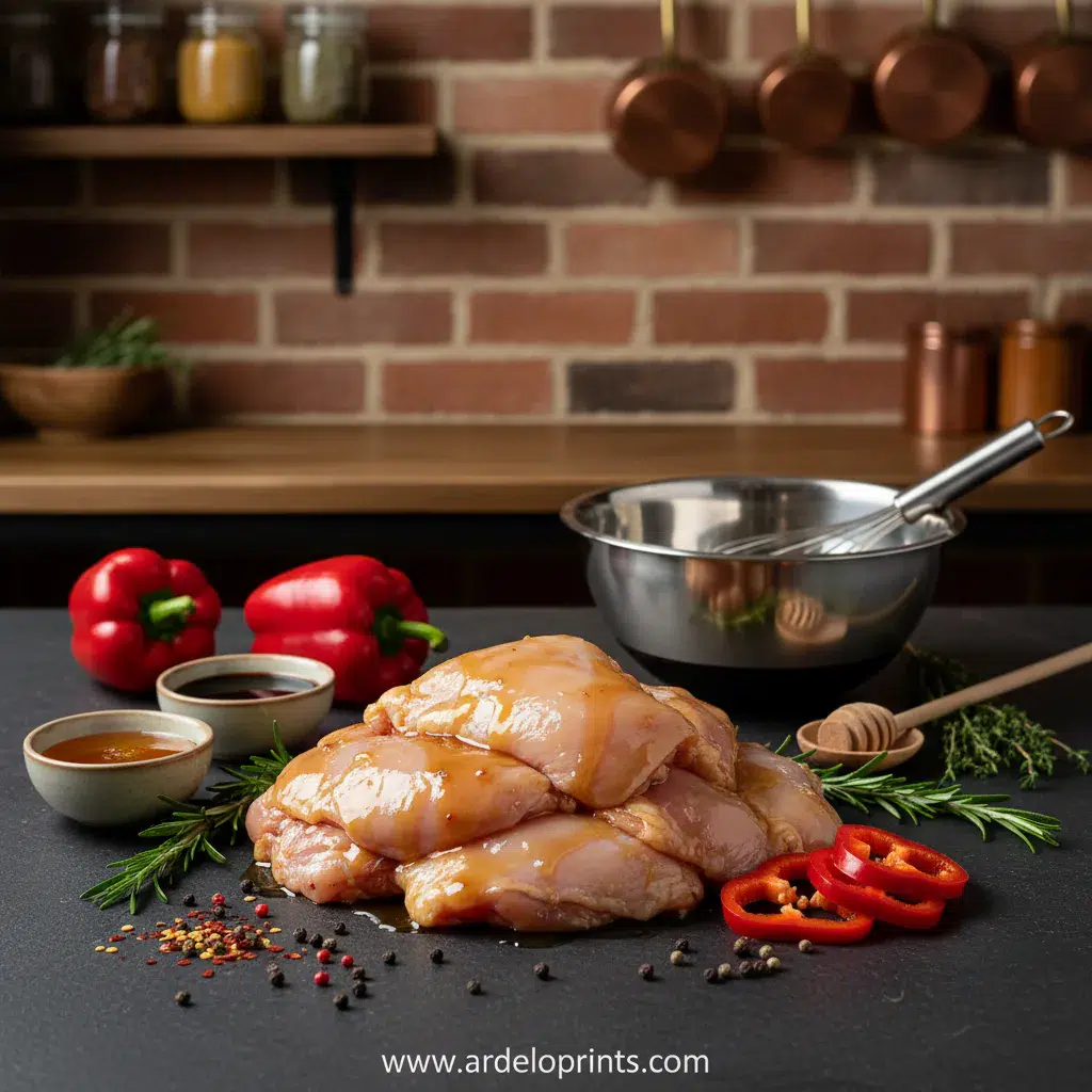 Sweet & Spicy Honey Pepper Chicken Recipe - ingredients preparation