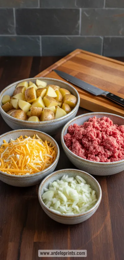 Slow Cooker Cowboy Potato Casserole Recipe - ingredients preparation