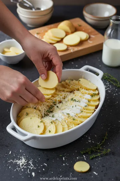 Cheesy Garlic Potatoes Gratin Recipe - cooking process