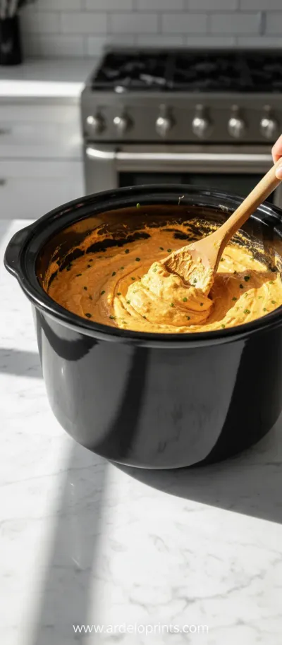 Crock Pot Buffalo Chicken Dip Recipe - cooking process