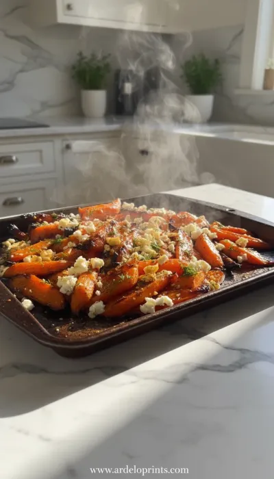 Honey Roasted Carrots with Feta & Dill - cooking process