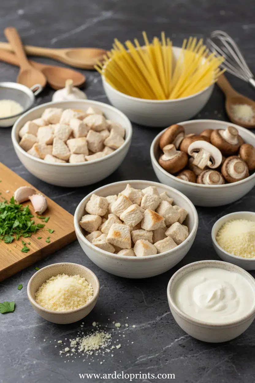 Chicken Tetrazzini: The BEST Recipe - ingredients preparation