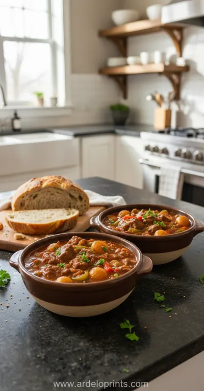 Hearty Dump-and-Go Crockpot Beef Stew - ready to serve
