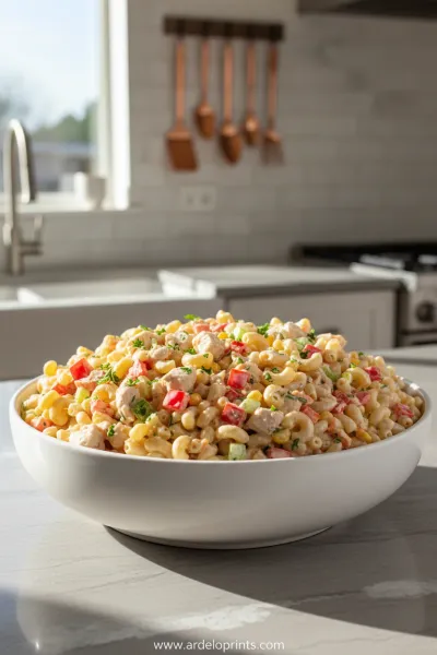 Chicken Macaroni Salad: Easy Recipe - ready to serve