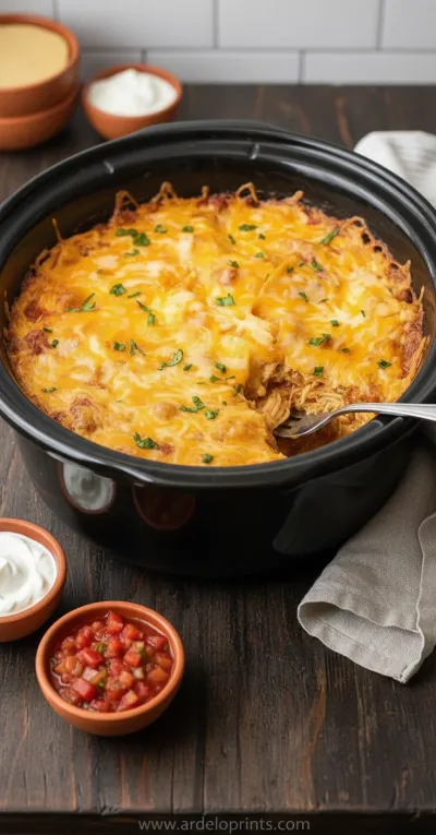 Crockpot Chicken Enchilada Casserole Recipe - ready to serve