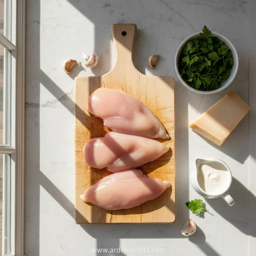Creamy Garlic Parmesan Chicken Recipe - ingredients preparation