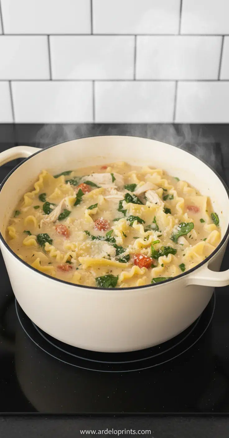 White Lasagna Soup: Creamy Comfort Recipe - cooking process