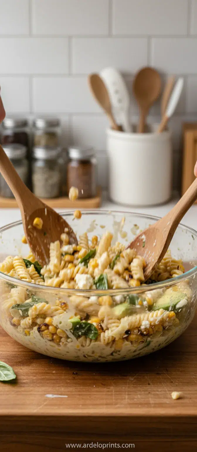 Creamy Street Corn Pasta Salad: Easy & Healthy - cooking process