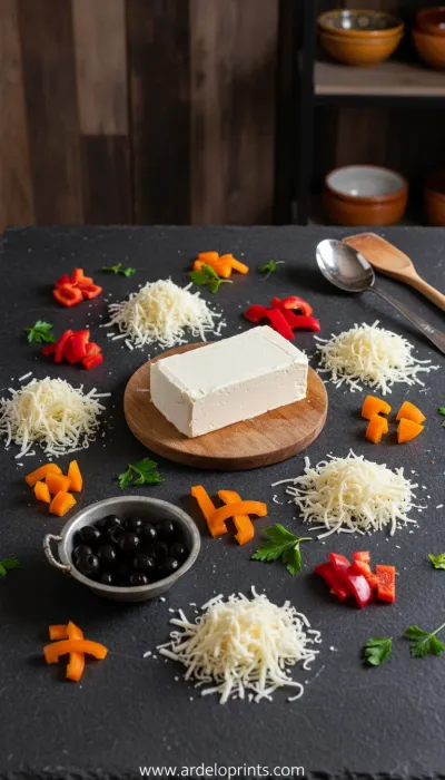 Skellington Cheese Ball Appetizer Recipe - ingredients preparation