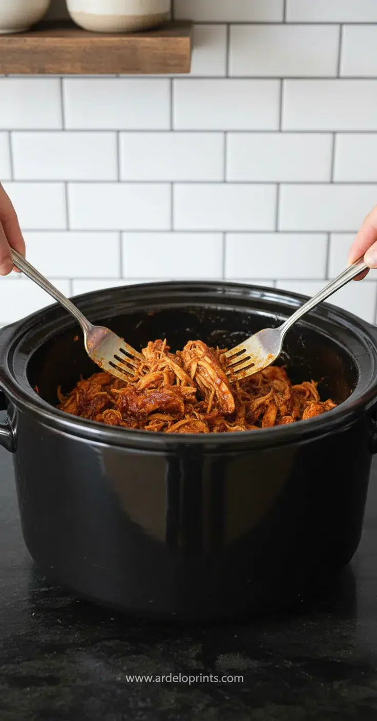 Crockpot BBQ Chicken: Easy Pulled Recipe - cooking process