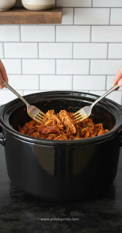 Crockpot BBQ Chicken: Easy Pulled Recipe - cooking process