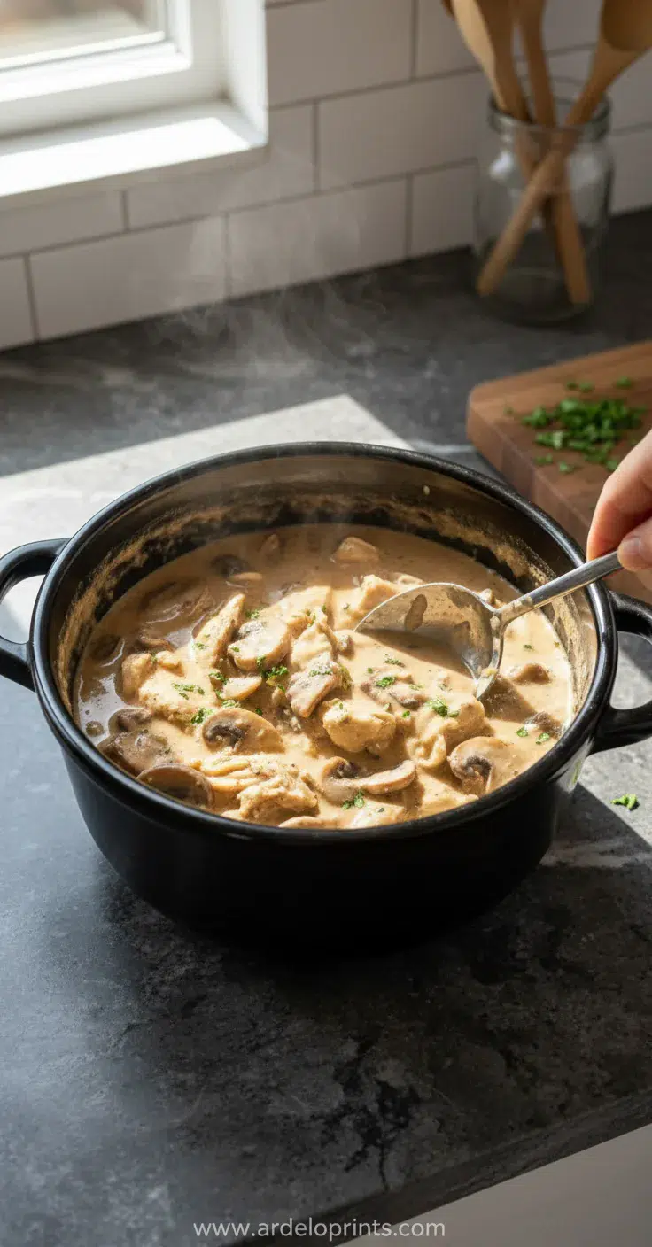 Crockpot Chicken Stroganoff: Easy Recipe - cooking process