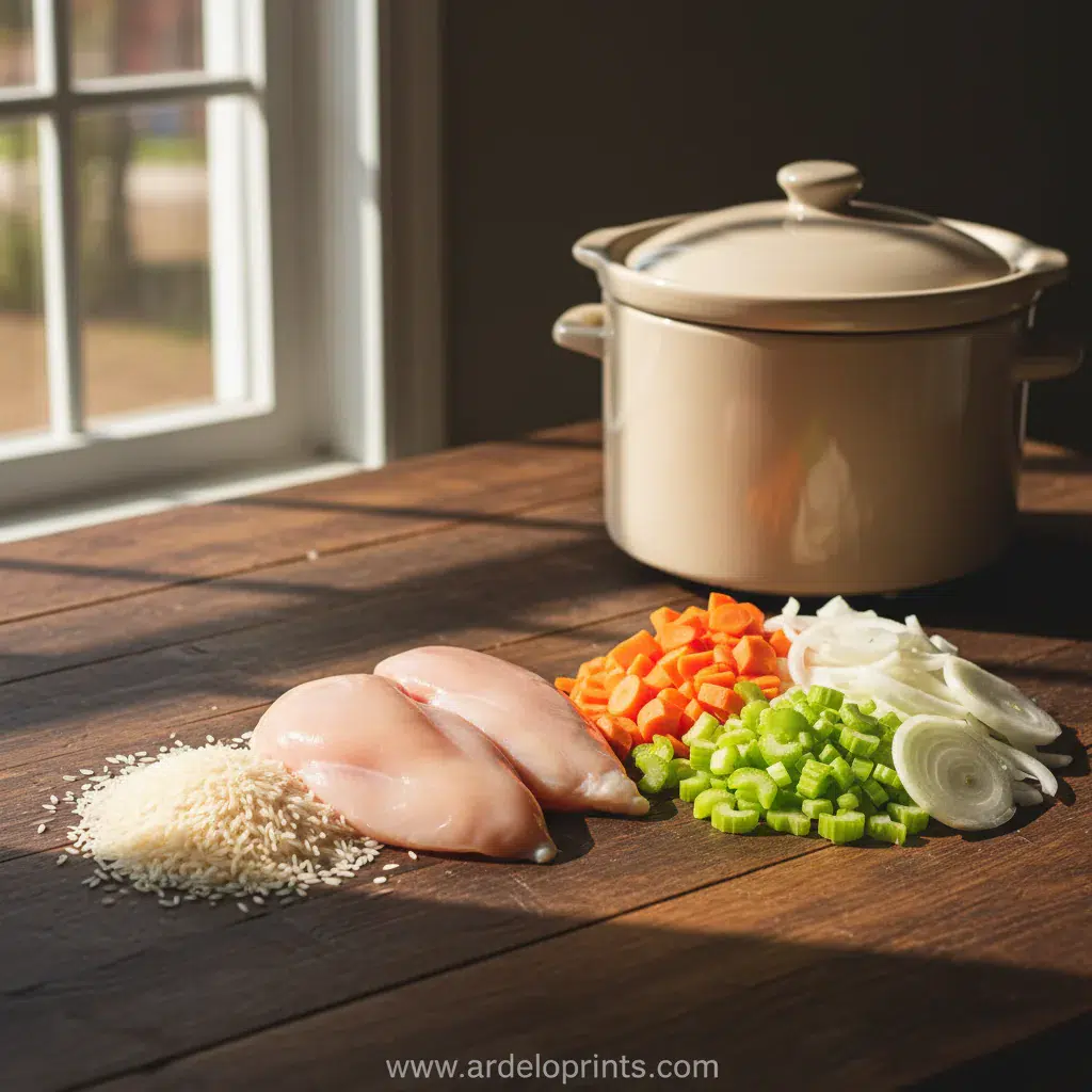 Crockpot Chicken and Rice Recipe - ingredients preparation