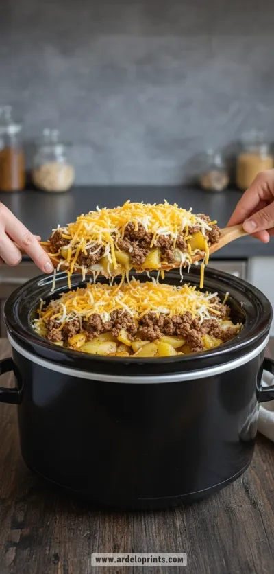 Slow Cooker Cowboy Potato Casserole Recipe - cooking process