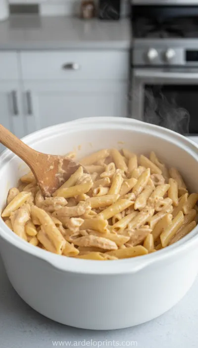 Crock Pot Creamy Cajun Chicken Pasta: Easy Dinner - cooking process