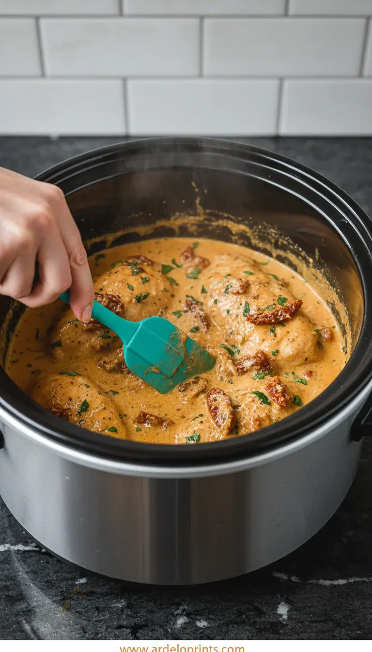 Easy Crockpot Marry Me Chicken - cooking process