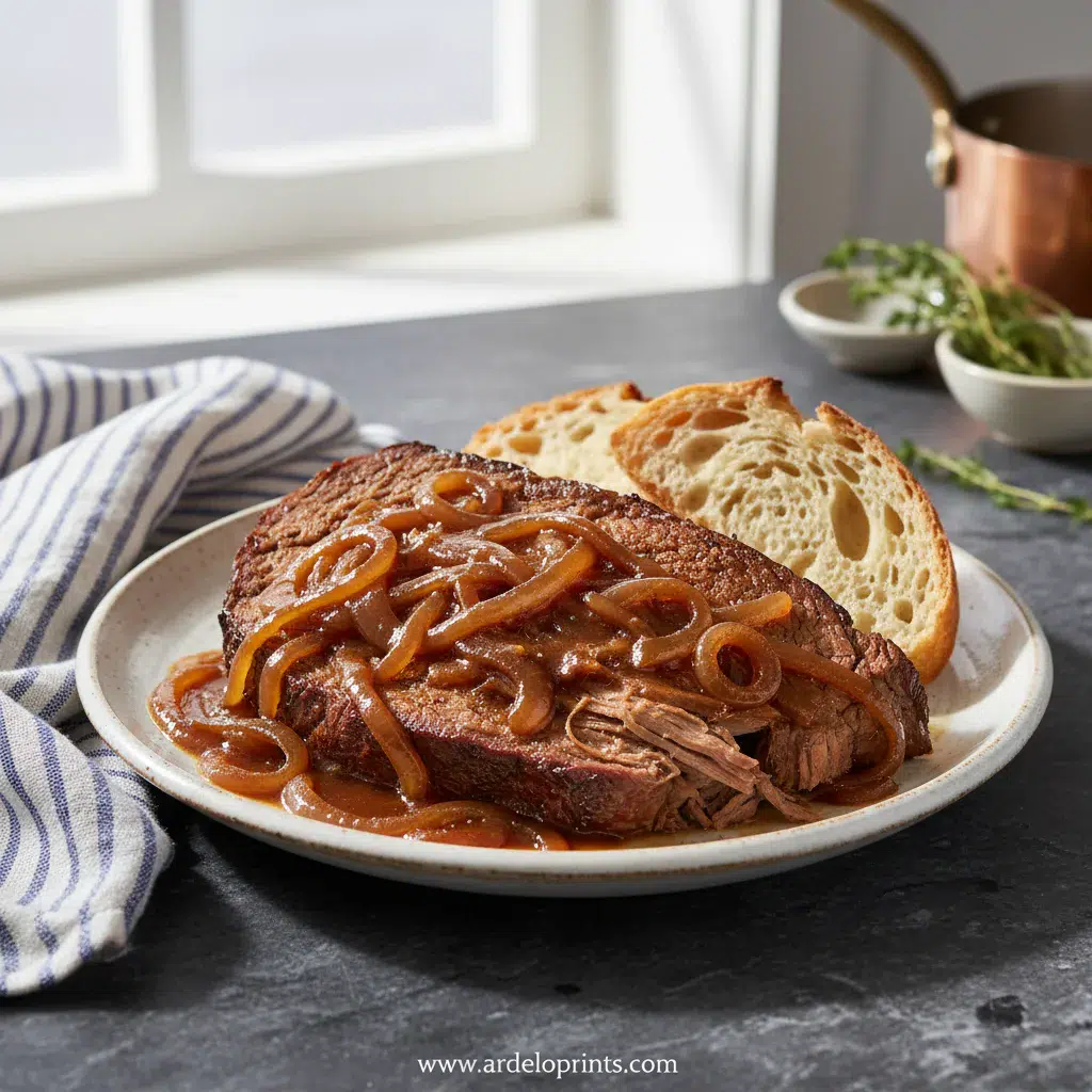 French Onion Pot Roast: Savory & Delicious - final presentation