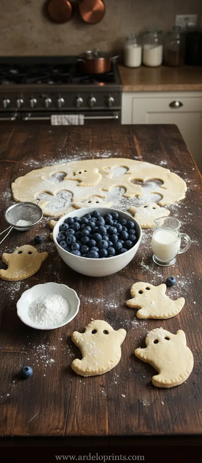 Vegan Blueberry Ghost Hand Pies - ingredients preparation