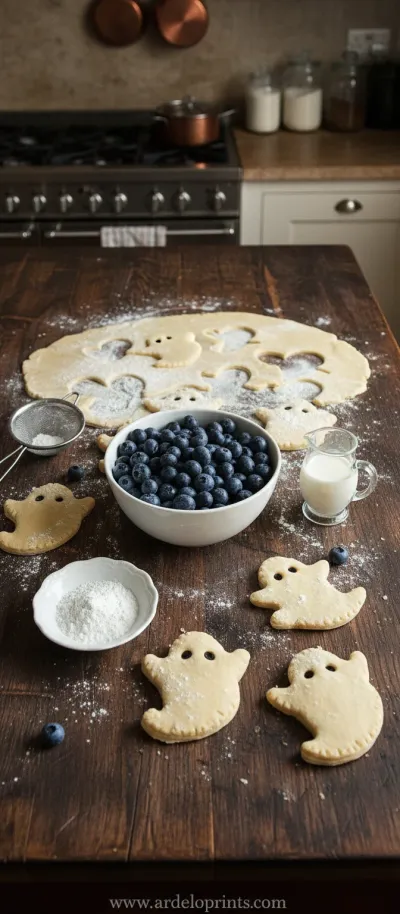 Vegan Blueberry Ghost Hand Pies - ingredients preparation